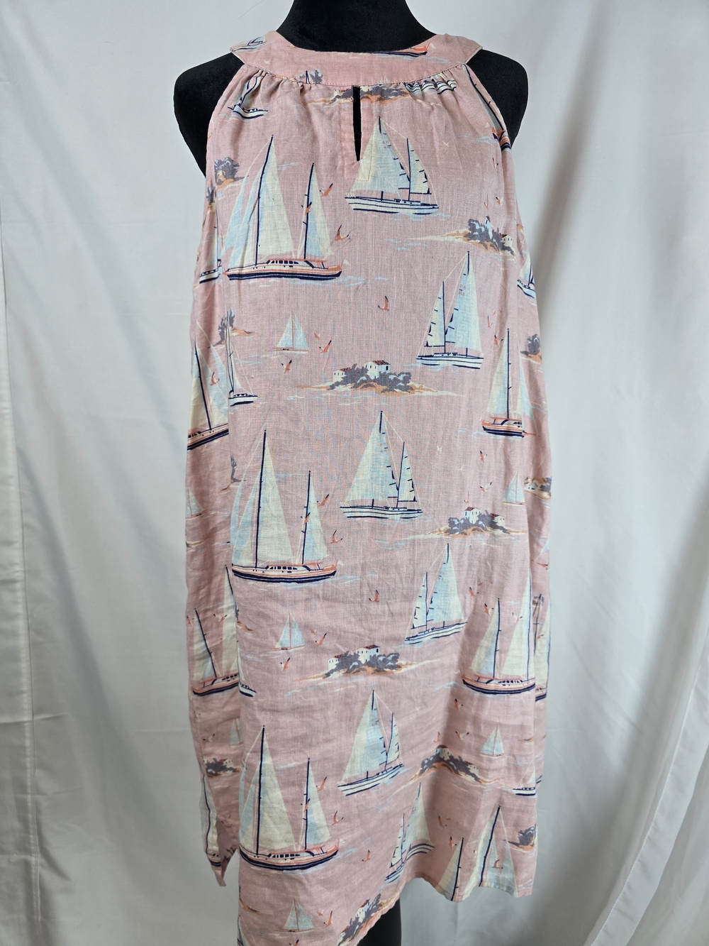 Saint Tropez West Linen Pink Sailboat-Print A-Line Skirt